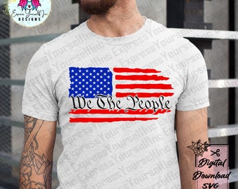 We the People Distressed American Flag svg, 1776 Patriotic 4th of July clipart, Digital Download