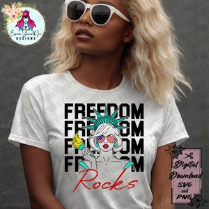 Freedom Rocks svg, Quatro de Julho Lady Liberty svg, Patriótico svg, Estátua da Liberdade svg, Bandeira Americana svg, 4 de julho svg, Freedom svg