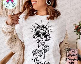 Merica svg, Statue of Liberty svg, 4th of July svg, Independence Day svg, Patriotic shirt design, American Flag svg, Funny svg, Trendy svg