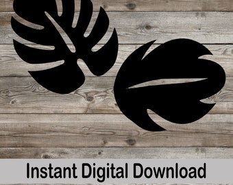 Hawaiian Monstera Leaf svg, Tropical leaves plant Clipart, Digital Download