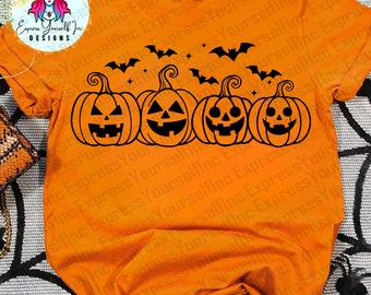 Spooky Jack o lantern Pumpkins svg, Halloween png, Bats cliaprt, Digital Download