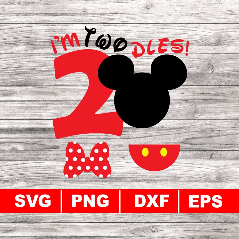 Mickey I'm Twodles svg png dxf eps Disney Birthday Etsy