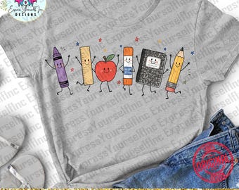 Back to School png, School Supplies, Teacher Shirt Design, Apple Pencil Ruler Notebook Graphic
