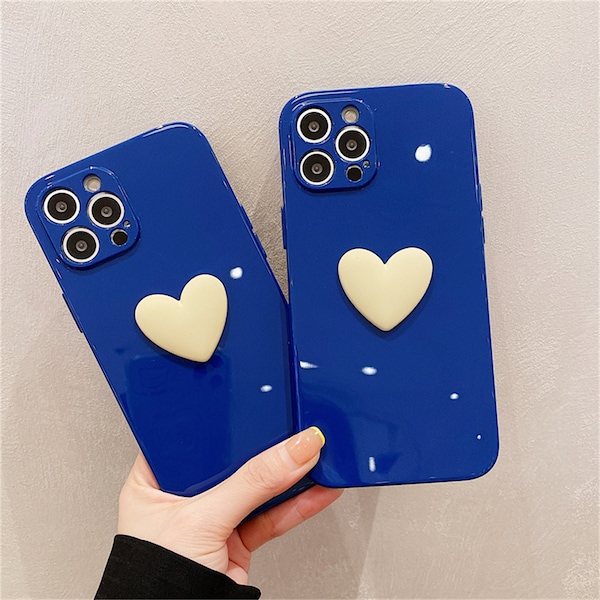 Blue Love Heart PHONE CASES for iphone7, 7+, 8, 8+, iphoneX,  Xs,  XR, iphone Xmax,  iphone11,  11pro, 11promax  12,12 pro, 12promax 12Mini