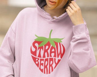 Strawberry Hoodie, Strawberry Clothes, VSCO hoodie, Y2K Hoodie, Kawaii Hoodie, Strawberry Top, Strawberry Print, Strawberry Gift