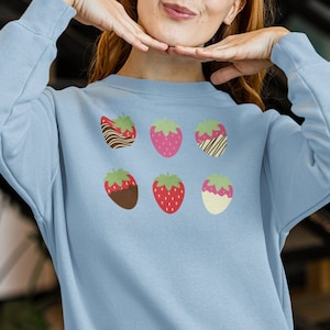 Strawberry Sweatshirt, Kawaii Sweater, Strawberry Print, Y2K Sweater, Strawberry Crewneck, Strawberry Top, Aesthetic Clothes, Strawberry Top