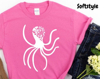 Floral Octopus Shirt - Octopus T-Shirt Gift - Octopus - Ocean Animal - Octopus Gift - Beach Shirt