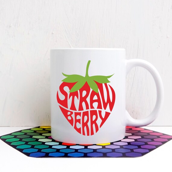 Strawberry Mug, Kawaii Mug, Strawberry Print, Y2K Mug, Strawberries, Garden Mug, Aesthetic Mug, Kawaii Strawberry, Strawberry Plant