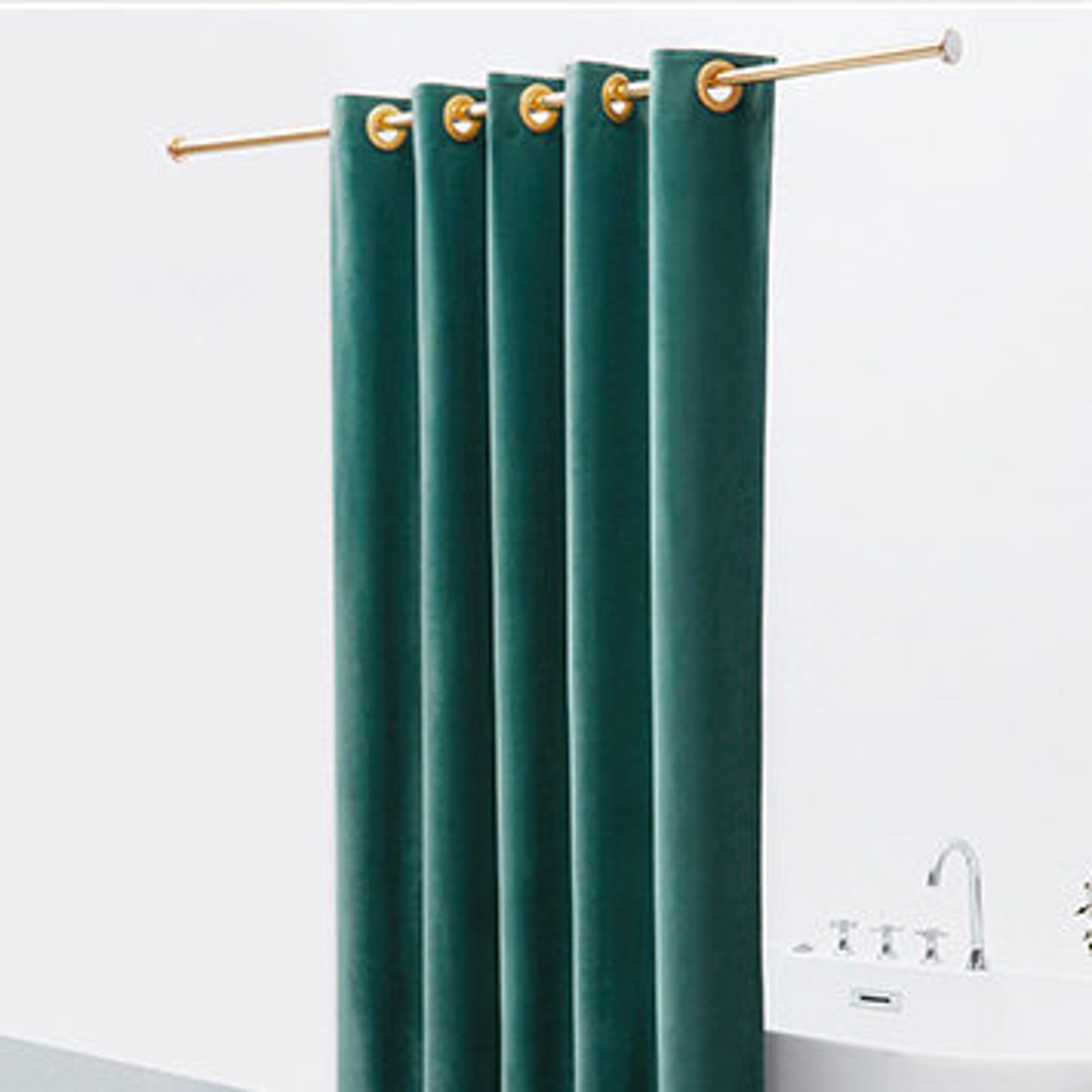 Grey Green Velvet Shower Curtain Waterproof Shower Curtain Etsy