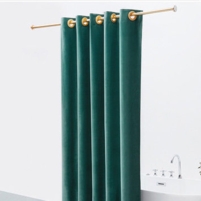 Grey Green Velvet Shower Curtain Waterproof Shower Curtain Etsy