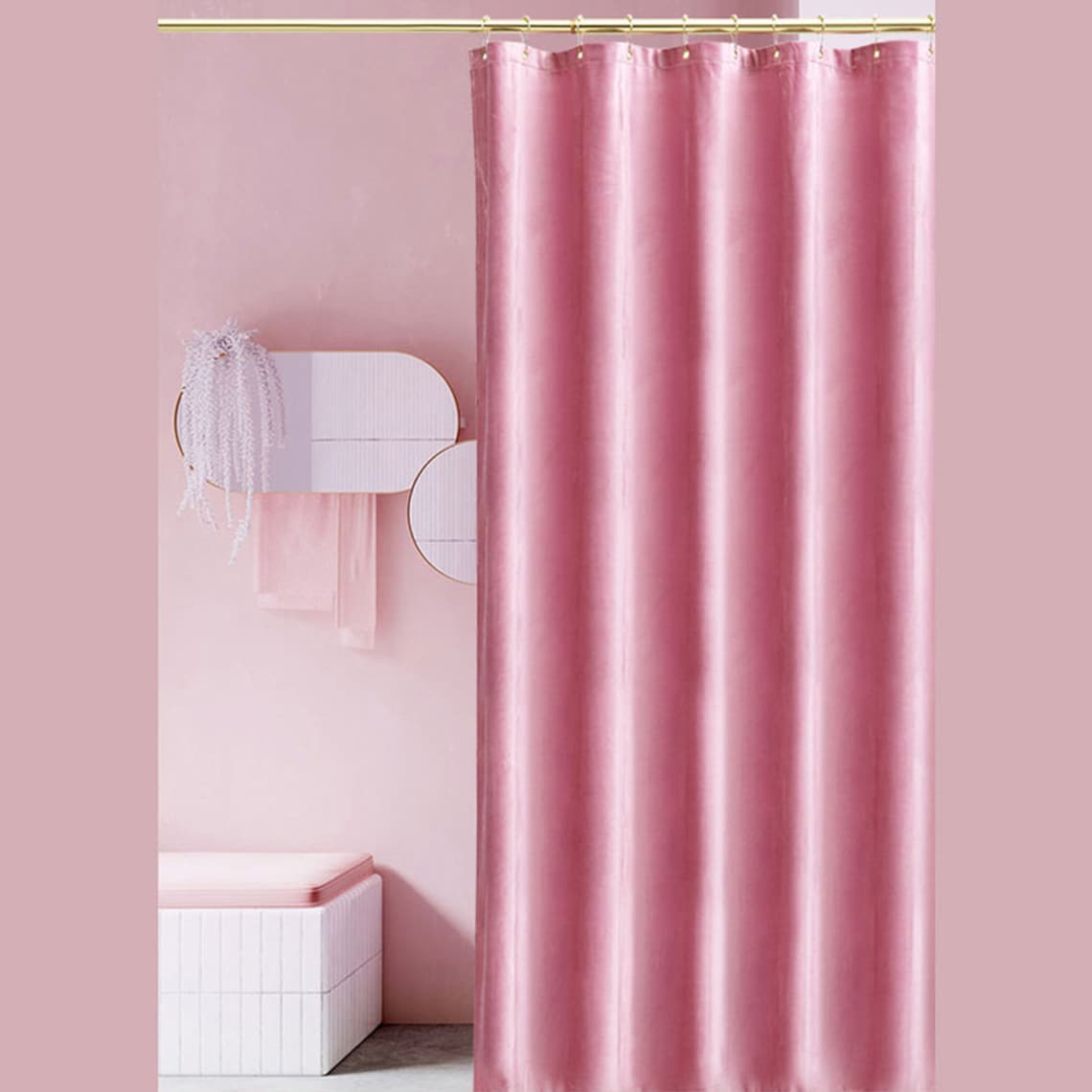 Pink Velvet Shower Curtain Waterproof Shower Curtain Extra Etsy