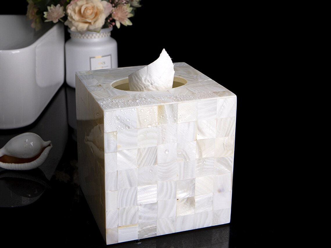 Tissue Box Mother of Pearl Squaretissue Box Holder Luxurious Etsy