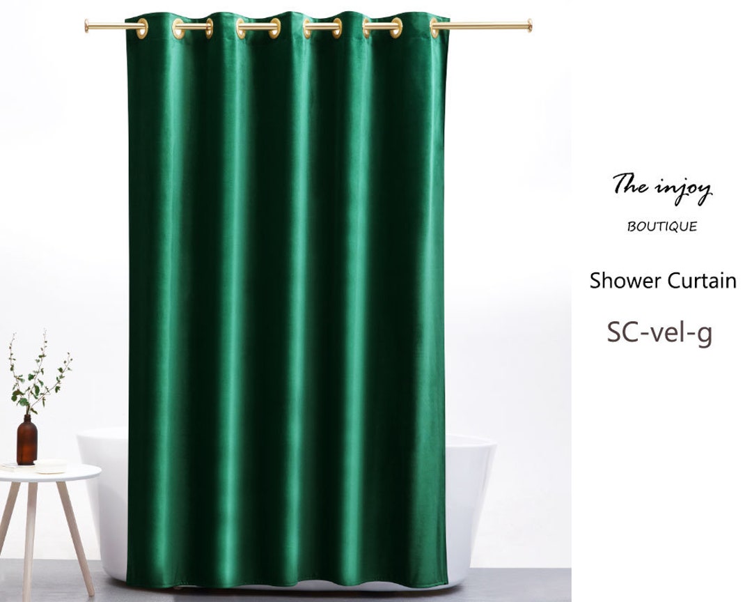 Light Green Velvet Shower Curtain Modern Shower Curtain for Etsy