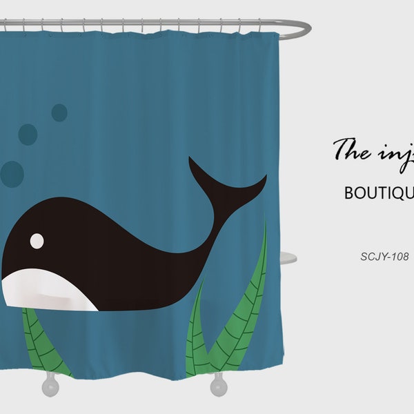 Whale Shower Curtain Etsy