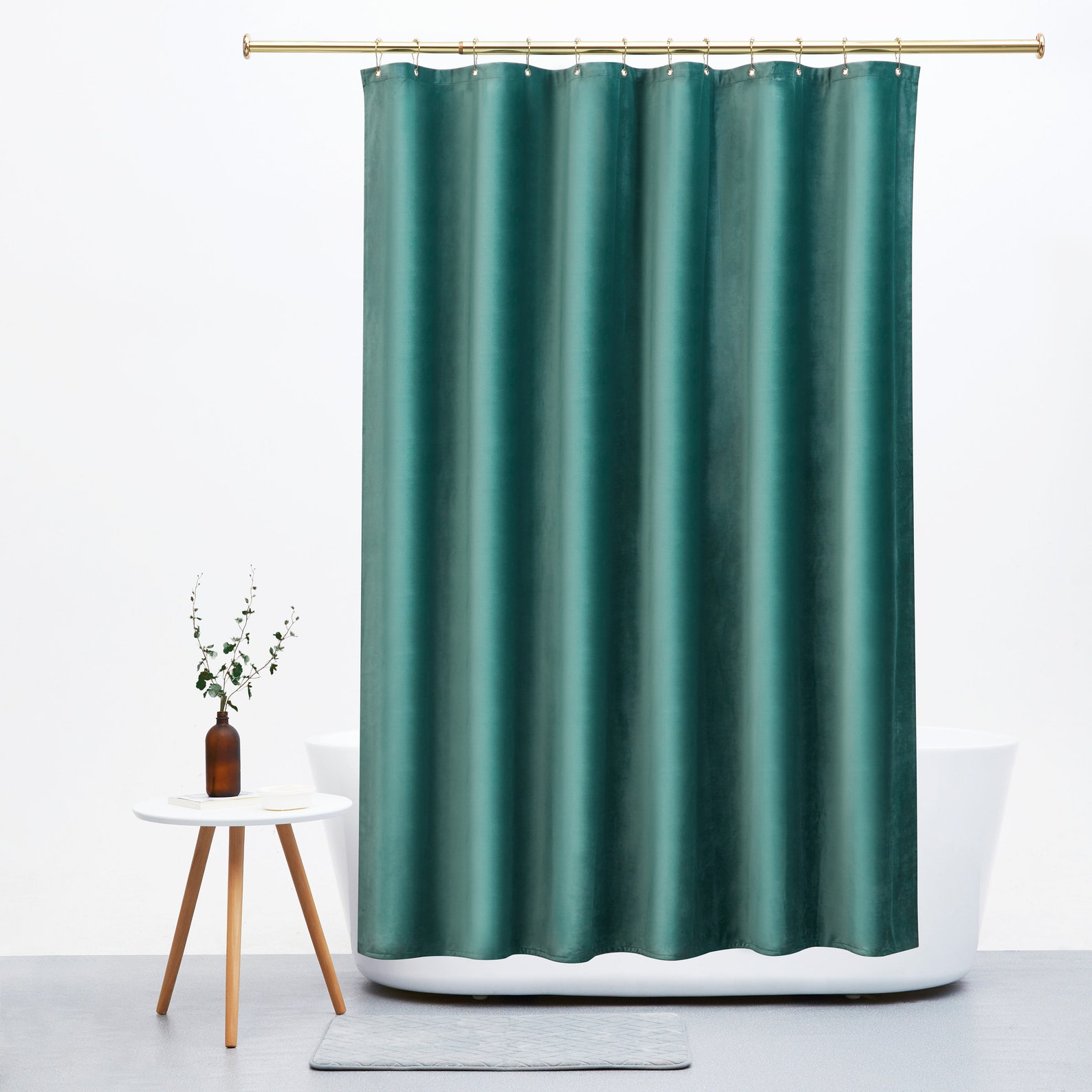 Grey Green Velvet Shower Curtain Waterproof Shower Curtain Etsy UK