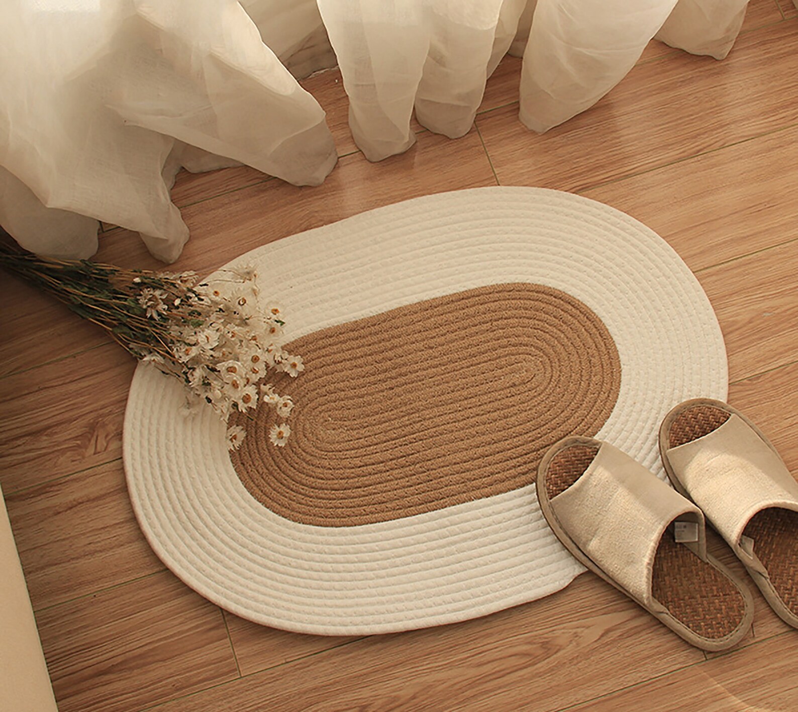 Japanese Hand Woven Floor Mat Cotton and Linen Rugs Beige Etsy