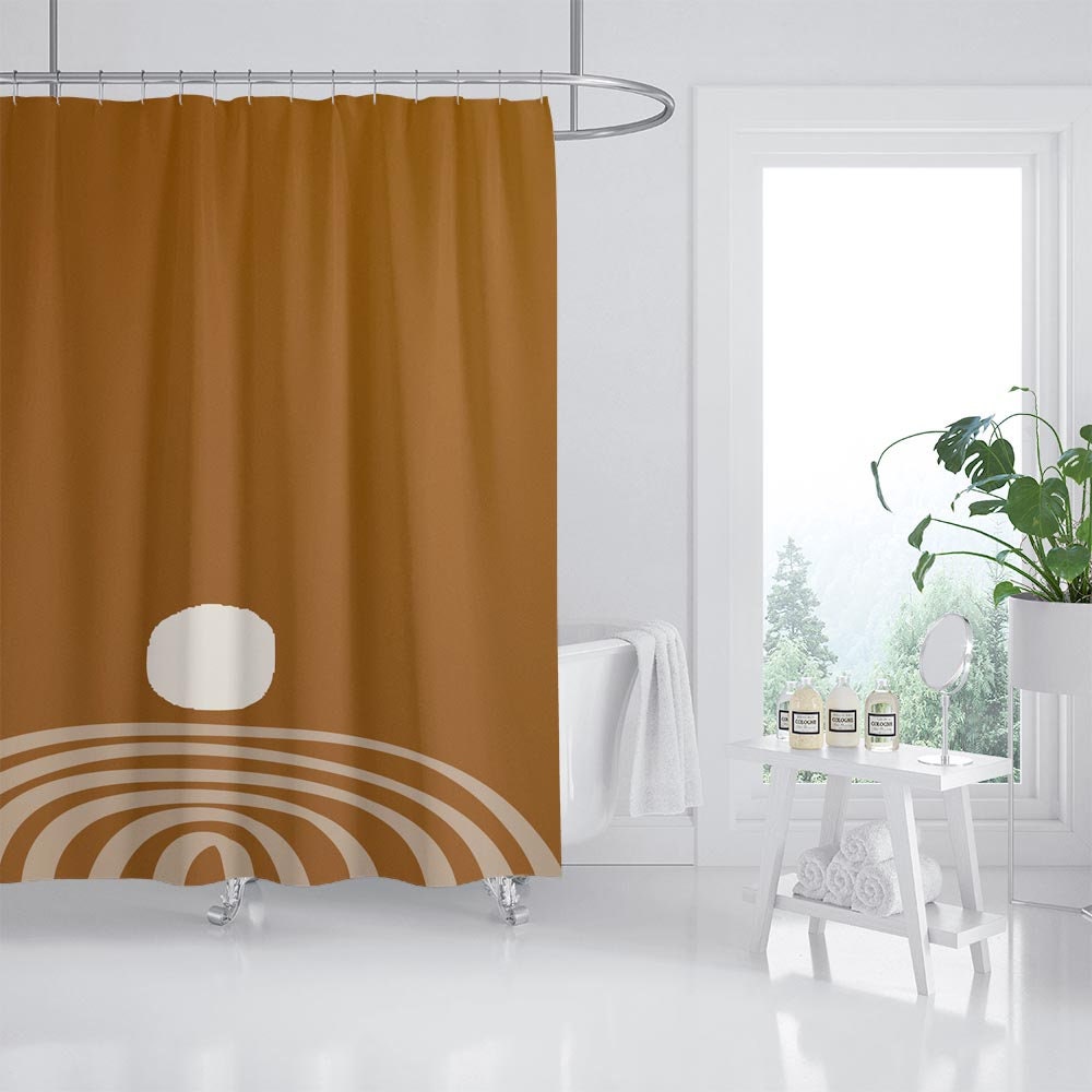 Abstract Brown Shower Curtain Bohemian Bathroom Set 