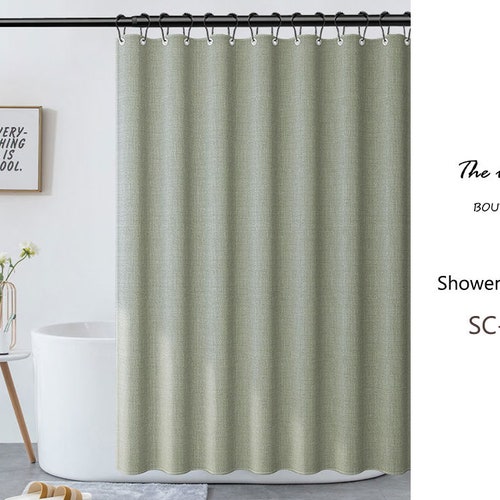 Light Green Linen-textured Polyester Thick Shower Curtain | Etsy