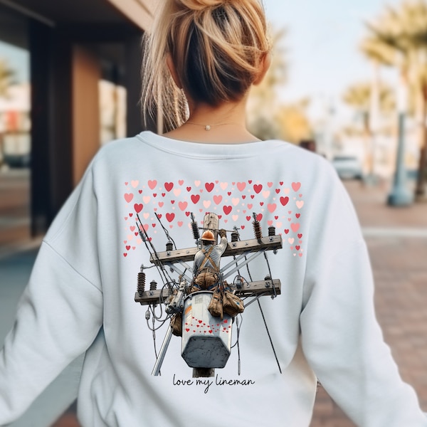 Valentines Day Linewife  Sweatshirt, Lineman Hearts Pullover