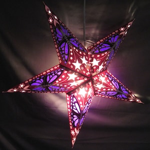 Star Butterfly Purple Light Lantern, Paper Folding Lamp, Power Cord Included