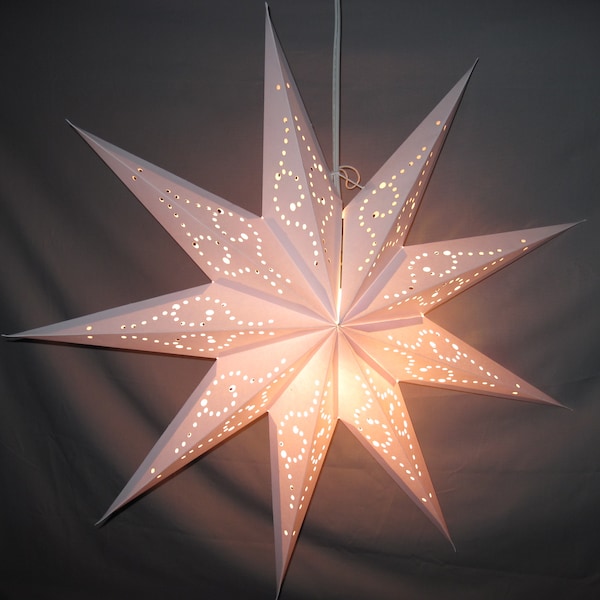 White 9 point Folding Paper Star Lantern Light, includes power cord