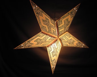 Star Paper Light Lantern Celtic, Irish Knot Green Folding Lamp - Night Light - Party Decoration, St. Patrick's Day - Power Cord Included