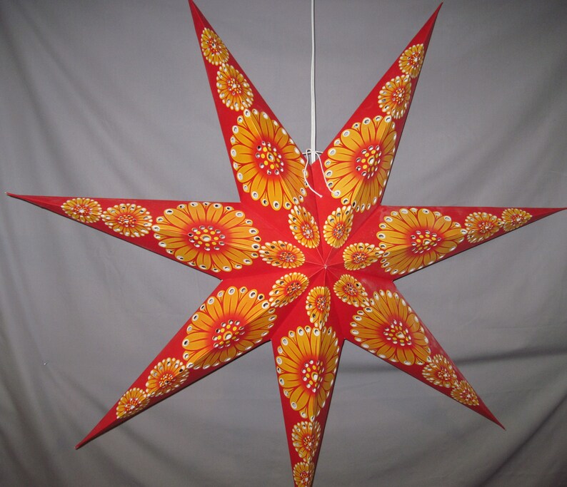 Star Paper Light Lantern Sunflower, Folding Light, Lamp, Night Light, Party Decoration, Power Cord Included image 3