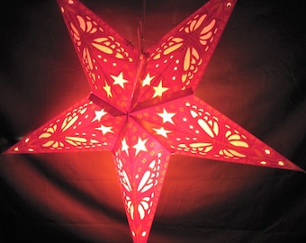 Star Butterfly Orange, Red, Light Lantern, Paper Folding Lamp, Power Cord Included