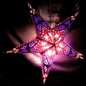 Star Butterfly Purple Light Lantern, Paper Folding Lamp, Power Cord Included