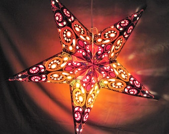 Star Paper Lantern, Tie Dye, Star Lampshade, Colorful Hanging Pendant Lamp, Star Light, Kid's Baby Nightlight, Lamp with Cord