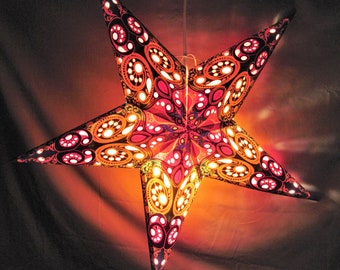 Star Paper Lantern, Tie Dye, Star Lampshade, Colorful Hanging Pendant Lamp, Star Light, Kid's Baby Nightlight, Lamp with Cord