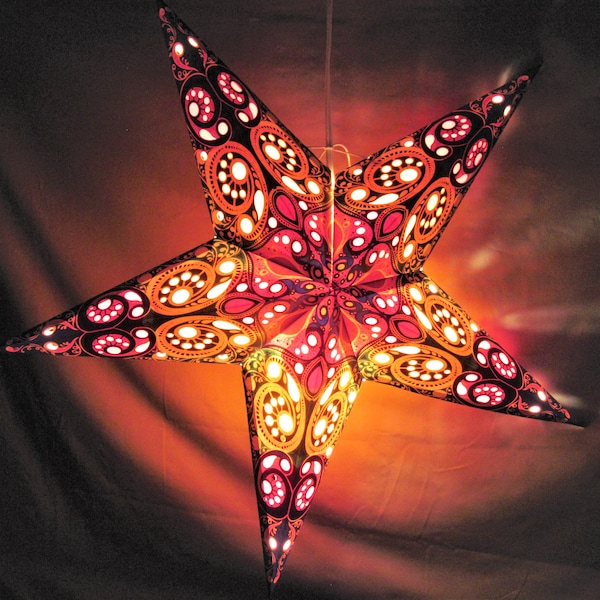 Star Paper Lantern, Tie Dye, Star Lampshade, Colorful Hanging Pendant Lamp, Star Light, Kid's Baby Nightlight, Lamp with Cord