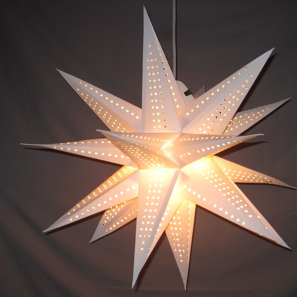 Moravian Star Folding Paper Lantern Light, Paper Star, Foldable Lantern--Power Cord Included