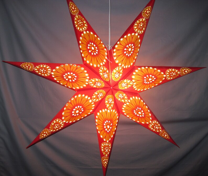 Star Paper Light Lantern Sunflower, Folding Light, Lamp, Night Light, Party Decoration, Power Cord Included image 1