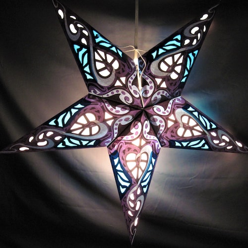 Pisces Blue Paper Star Lantern Etsy