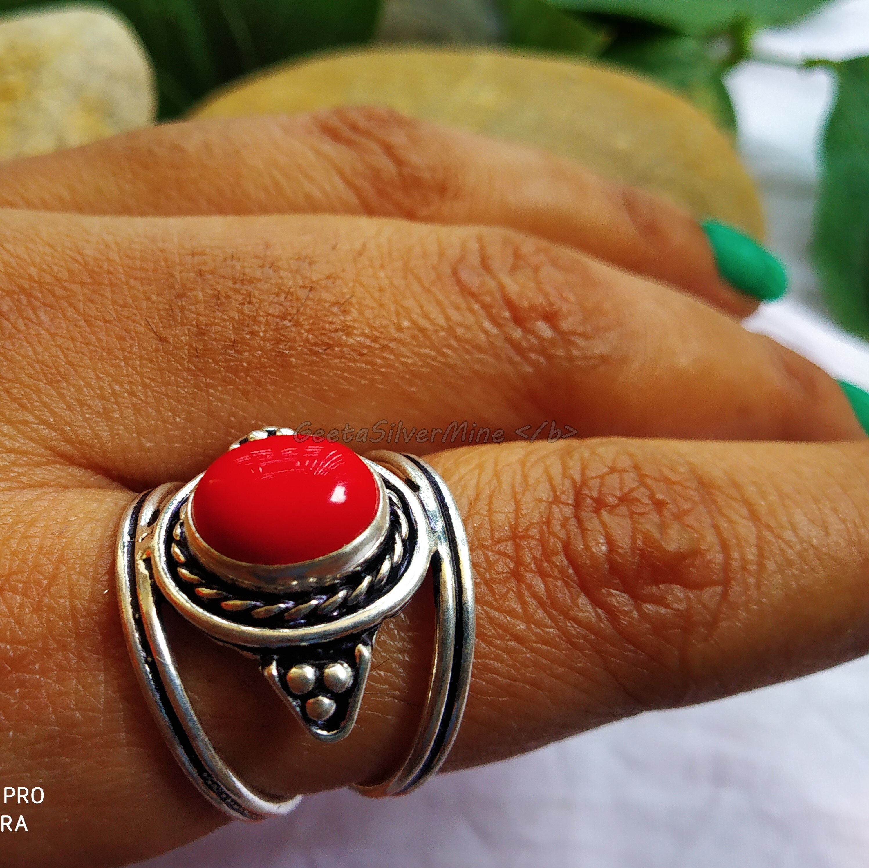 Red Coral Ring Women's Ring. Handmade Ring 925 Sterling Etsy