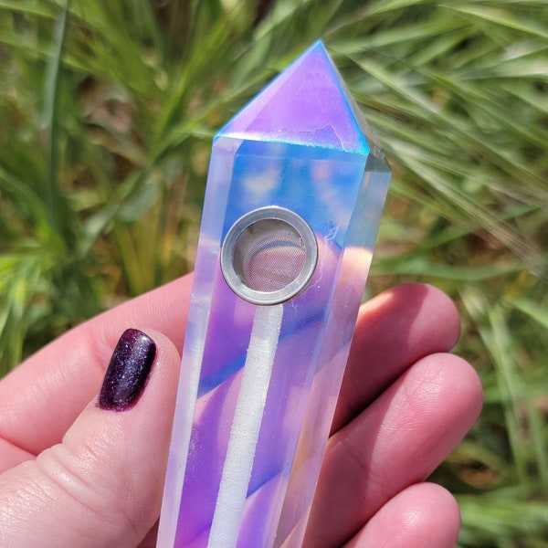 Angel Aura Pipe with Replacement Screens, Angel Aura Quartz Smoking Pipe, Angel Aura Pipe, Gemstone Pipe, Quartz Pipe, Tobacco Pipe