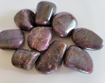 Ruby Tumbled Stone, Tumbled Ruby Crystal, Ruby Carry Stone, Smoot Ruby