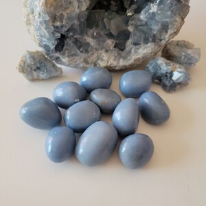 Angelite Tumbled Stone, Tumbled Angelite,  Smooth Angelite, Celestite Tumbled Stone
