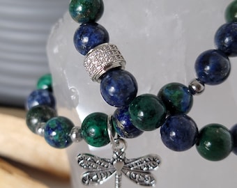 Chrysocolla Bracelet, Chrysocolla Stretch Bracelet, 8mm Chrysocolla Beads, Chrysocolla Crystal, Tumbled Chrysocolla,