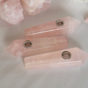 Rose Quartz Pipe with Replacement Screens, Rose Quartz Tobacco Pipe, Gemstone Pipe, Natural Stone Pipe, Tobacco Pipe