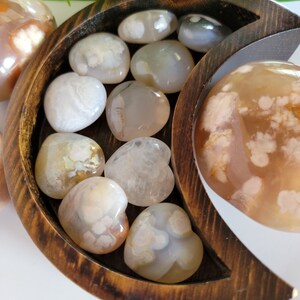 Flower Agate Heart, Flower Agate Heart Pocket Stone