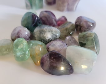 Fluorite Tumbled Stone, Tumbled Fluorite, Medium and Large Fluorite, Fluorite Pocket Stone, Rainbow Fluorite
