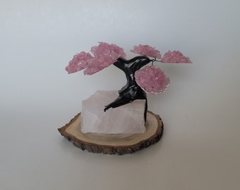 Rose Quartz Cluster Tree, Rose Quartz Bonsai Tree, Rose Quartz Cluster, Crystal Tree, Gemstone Tree, Feng Shui Tree, Rose Quartz Tree