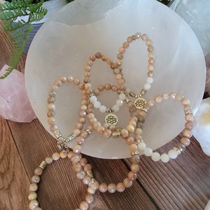 Sunstone and Moonstone Bracelets, Handmade Sunstone and Moonstone Bracelets, Faceted Sunstone/Moonstone Bracelet, Balance, Yin/Yang