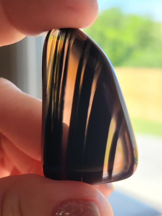 Large Midnight Lace Obsidian Tumbled Stone, Obsidian Tumbled