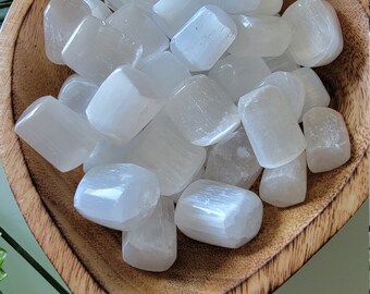 Selenite Tumbled Stone, Tumbled Selenite, Pocket Stone, Healing Stone, Healing Crystal