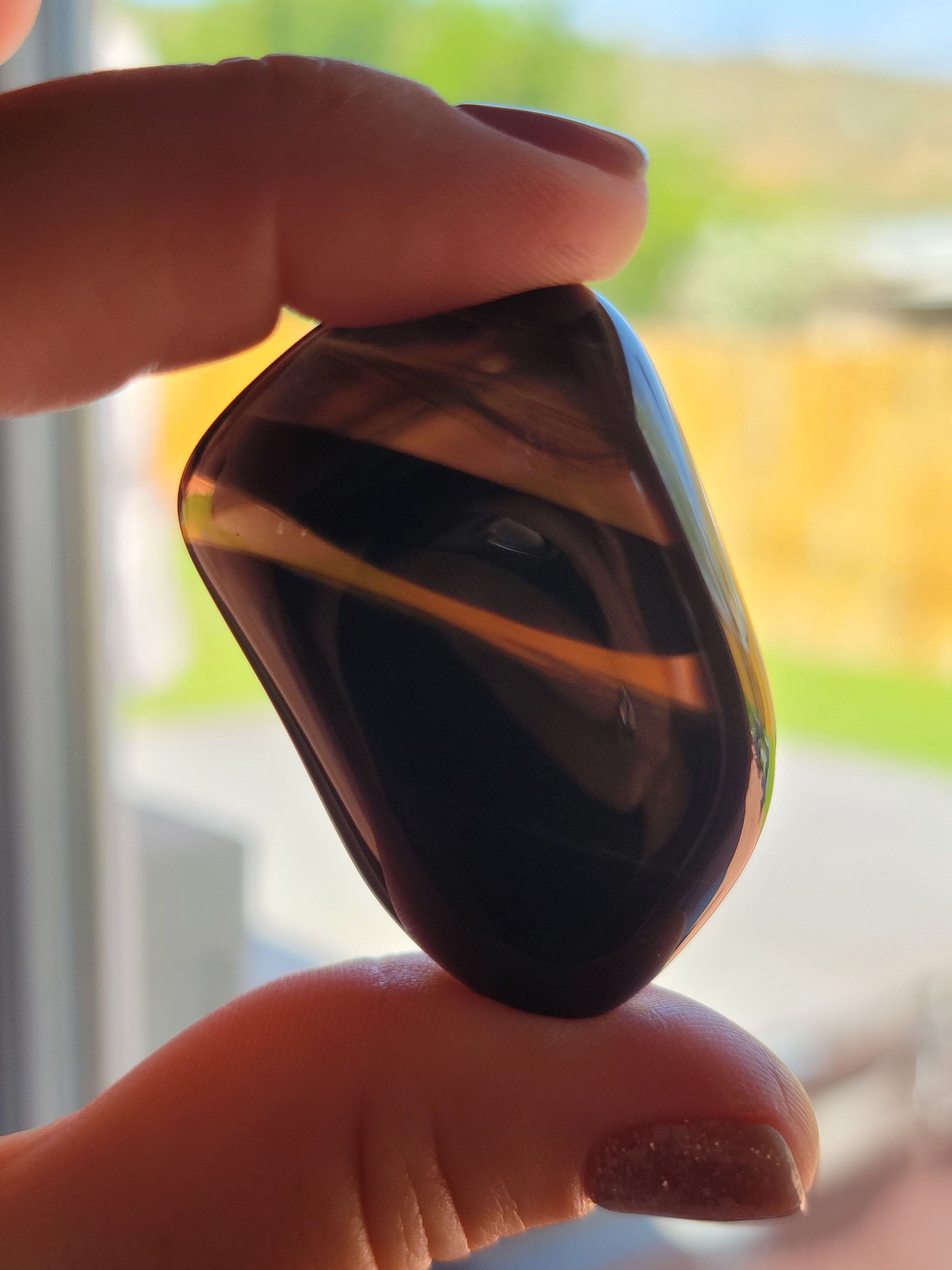 Large Midnight Lace Obsidian Tumbled Stone, Obsidian Tumbled