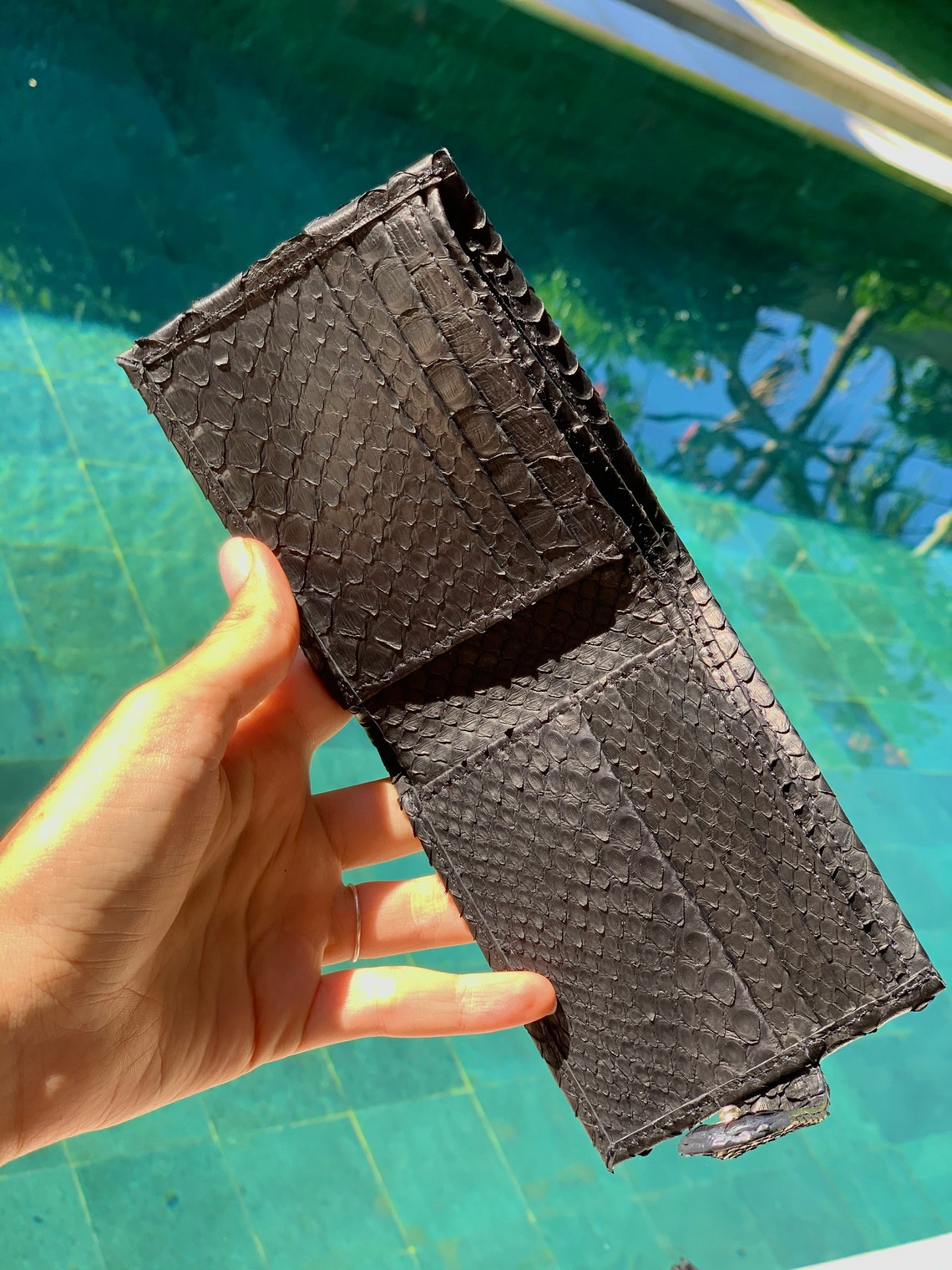 Soft men wallet python leather slim wallet cardholder | Etsy