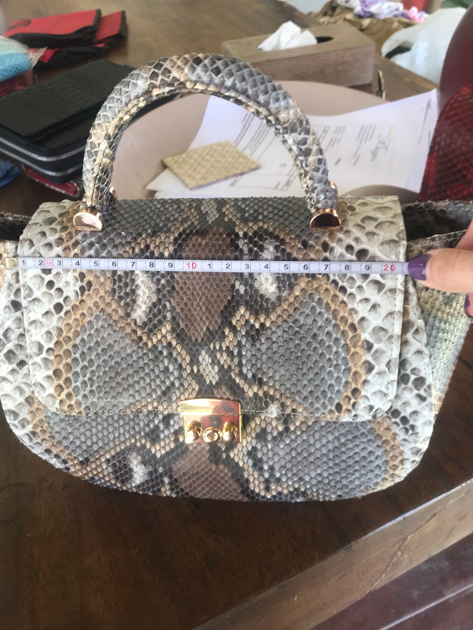 Python leather classic bag Snakeskin Shoulder Bag Trendy | Etsy